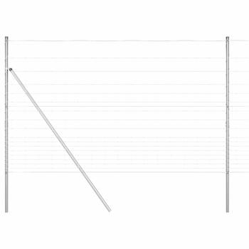 Feldzaun 1,5 x 25 m Verzinkter Stahl, Zaunpfosten 13 Stück Ø32 mm 200 cm Verzinkter Stahl