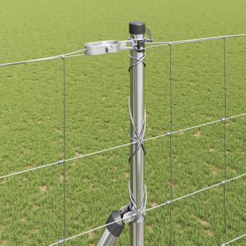 Feldzaun 1,6x25 m verzinkter Stahl, Zaunpfosten 13 Stück Ø32 mm 210 cm verzinkter Stahl