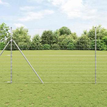 ARDEBO.de - Feldzaun 1,6x25 m Verzinkter Stahl, Zaunpfosten 13 Stück Ø32 mm 210 cm Verzinkter Stahl