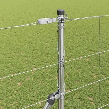 Feldzaun 1,6x25 m Verzinkter Stahl, Zaunpfosten 13 Stück Ø32 mm 210 cm Verzinkter Stahl