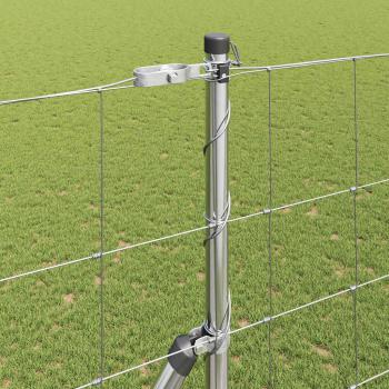 Feldzaun 1,6x25 m Verzinkter Stahl, Zaunpfosten 13 Stk Ø32 mm 210 cm Verzinkter Stahl