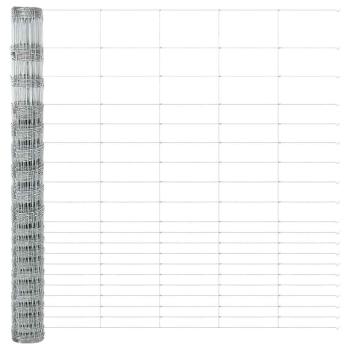 Weidezaun 1,6 x 25 m Verzinkter Stahl, Zaunpfosten 13 Stück Ø32 mm 210 cm Verzinkter Stahl