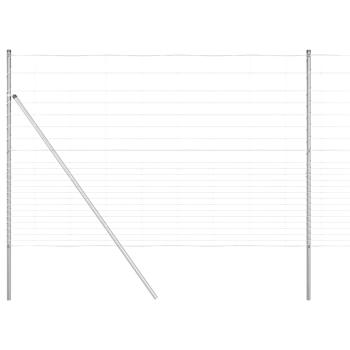 Feldzaun 1,6x25 m Verzinkter Stahl, Zaunpfosten 13 Stück Ø32 mm 210 cm Verzinkter Stahl
