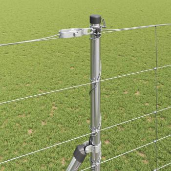 Feldzaun 1,6x25 m Verzinkter Stahl, Zaunpfosten 13 Stück Ø32 mm 210 cm Verzinkter Stahl