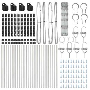 Feldzaun 0,8x50 m Verzinkter Stahl, Zaunpfosten 13 Stück Ø32 mm 120 cm Verzinkter Stahl