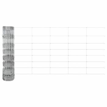 Feldzaun 0.8x50 m verzinkter Stahl, Zaunpfosten 13 Stück Ø32 mm 120 cm verzinkter Stahl