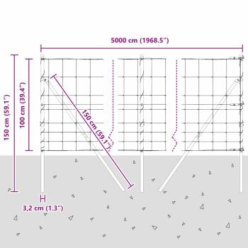 Ground Fix Geschweißter Drahtzaun 50 x 1 m Verzinkter Stahl