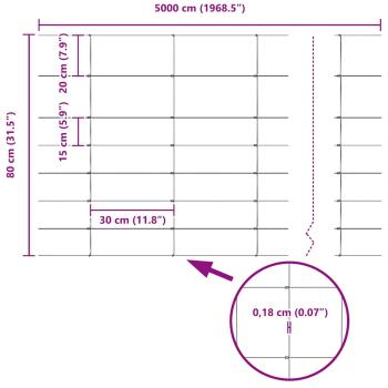 Feldzaun 1x50 m Galvanisiertes Stahl, Zaunpfosten 13 Stück Ø32 mm 150 cm Galvanisiertes Stahl