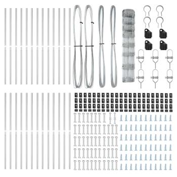 Feldzaun 1x50 m Galvanisiertes Stahl, Zaunpfosten 13 Stück Ø32 mm 150 cm Galvanisiertes Stahl