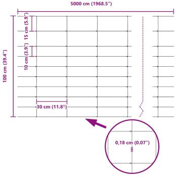 Feldzaun 1x50 m Verzinkter Stahl, Zaunpfosten 13 Stück Ø32 mm 150 cm Verzinkter Stahl