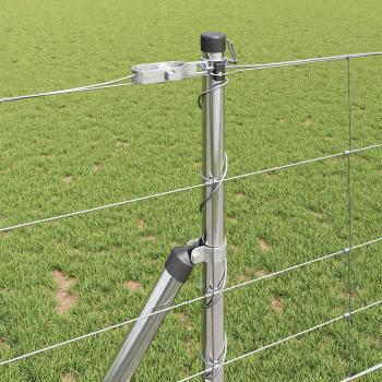 Feldzaun 1x50 m Verzinkter Stahl, Zaunpfosten 13 Stück Ø32 mm 150 cm Verzinkter Stahl