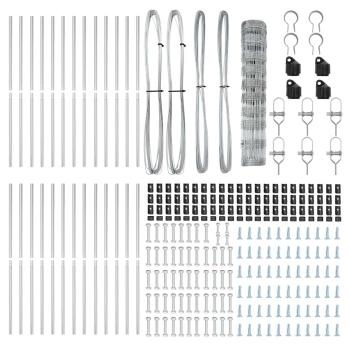 Feldzaun 1x50 m Verzinkter Stahl, Zaunpfosten 13 Stück Ø32 mm 150 cm Verzinkter Stahl