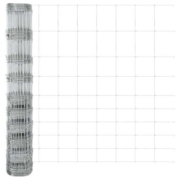 Feldzaun 1,2 x 50 m verzinkter Stahl, Zaunpfosten 13 Stück Ø32 mm 170 cm verzinkter Stahl