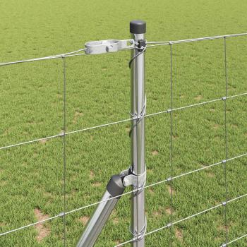 Ackerzaun 1,2x50 m verzinkter Stahl, Zaunpfosten 13 Stück Ø32 mm 170 cm verzinkter Stahl