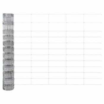 Feldzaun 1,2x50 m verzinkter Stahl, Zaunpfosten 13 Stück Ø32 mm 170 cm verzinkter Stahl