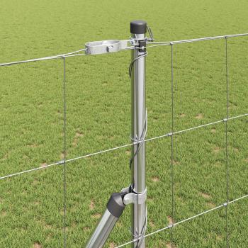 Field Fence 1.4x50 m feuerverzinkter Stahl, Zaunpfosten 13 Stück Ø32 mm 190 cm feuerverzinkter Stahl