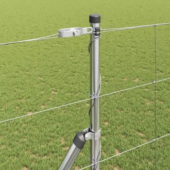 Feldzaun 1.4x50 m Verzinkter Stahl, Zaunpfosten 13 Stück Ø32 mm 190 cm Verzinkter Stahl
