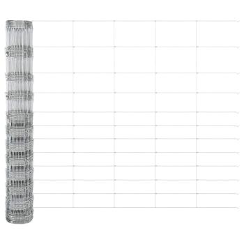Feldzaun 1.4x50 m Verzinkter Stahl, Zaunpfosten 13 Stück Ø32 mm 190 cm Verzinkter Stahl