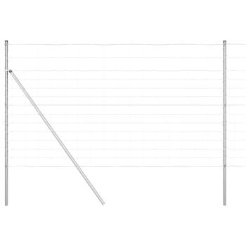 Feldzaun 1,4x50 m Verzinkter Stahl, Zaunpfosten 13 Stück Ø32 mm 190 cm Verzinkter Stahl