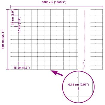 Feldzaun 1,4x50 m Verzinkter Stahl, Zaunpfosten 13 Stück Ø32 mm 190 cm Verzinkter Stahl
