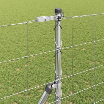 Feldzaun 1,4x50 m Verzinkter Stahl, Zaunpfosten 13 Stück Ø32 mm 190 cm Verzinkter Stahl