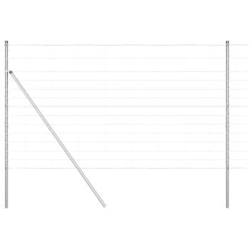 Feldzaun 1,4x50 m verzinkter Stahl, Zaunpfosten 13 Stück Ø32 mm 190 cm verzinkter Stahl