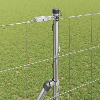 Feldzaun 1,5x50 m Verzinkter Stahl, Zaunpfosten 13 Stück Ø32 mm 200 cm Verzinkter Stahl