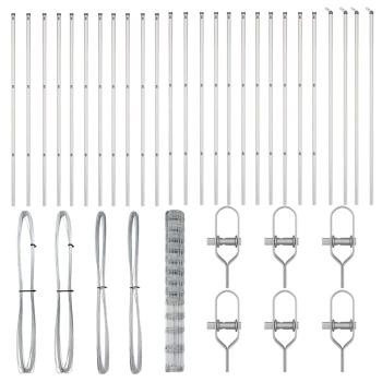 Feldzaun 1,5x50 m Feuerverzinkter Stahl, Zaunpfosten 13 Stück Ø32 mm 200 cm Feuerverzinkter Stahl