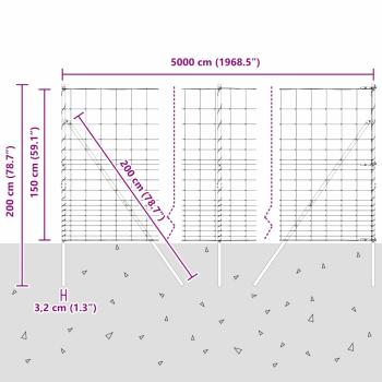 Ground Fix Geschweißter Drahtzaun 50 x 1,5 m Verzinkter Stahl