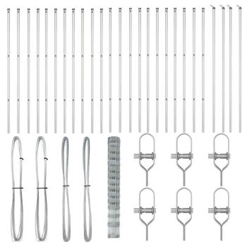 Feldzaun 1,6x50 m Verzinkter Stahl, Zaunpfosten 13 Stk Ø32 mm 210 cm Verzinkter Stahl