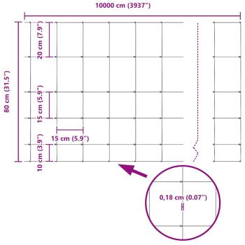 Feldzaun 0,8x100 m verzinkter Stahl, Zaunpfosten 13 Stück Ø32 mm 120 cm verzinkter Stahl
