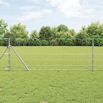 ARDEBO.de - Feldzaun 0,8x100 m verzinkter Stahl, Zaunpfosten 13 Stück Ø32 mm 120 cm verzinkter Stahl