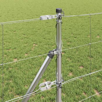 Feldzaun 0,8x100 m verzinkter Stahl, Zaunpfosten 13 Stück Ø32 mm 120 cm verzinkter Stahl