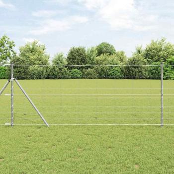 ARDEBO.de - Feldzaun 1x100 m Verzinkter Stahl, Zaunpfosten 13 Stück Ø32 mm 150 cm Verzinkter Stahl