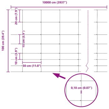 Feldzaun 1x100 m Verzinkter Stahl, Zaunpfosten 13 Stück Ø32 mm 150 cm Verzinkter Stahl