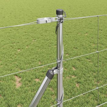 Feldzaun 1x100 m Verzinkter Stahl, Zaunpfosten 13 Stück Ø32 mm 150 cm Verzinkter Stahl