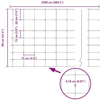 Feldzaun 0,8x25 m verzinkter Stahl, Zaunpfosten mit Spike 13 stk Ø32 mm 100 cm verzinkter Stahl