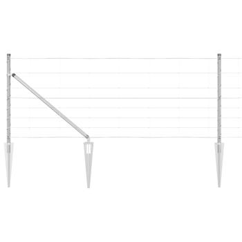 Feldzaun 0,8x25 m verzinkter Stahl, Zaunpfosten mit Spike 13 Stück Ø32 mm 100 cm verzinkter Stahl