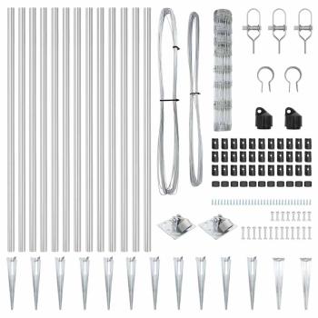 ARDEBO.de - Feldzaun 1x25 m Verzinkter Stahl, Zaunpfosten mit Spitze 13 Stück Ø32 mm 120 cm Verzinkter Stahl