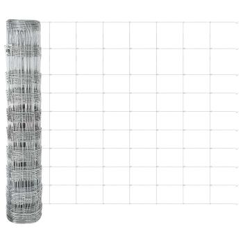 Feldzaun 1x25 m Verzinkter Stahl, Zaunpfosten mit Spike 13 Stück Ø32 mm 120 cm Verzinkter Stahl
