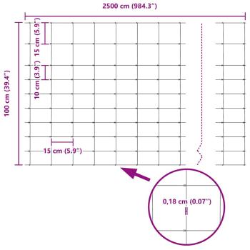 Feldzaun 1x25 m Verzinkter Stahl, Zaunpfosten mit Spike 13 Stück Ø32 mm 120 cm Verzinkter Stahl