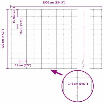 Feldzaun 1,2x25 m aus verzinktem Stahl, Zaunpfosten mit Spitze 13 Stück Ø32 mm 140 cm aus verzinktem Stahl