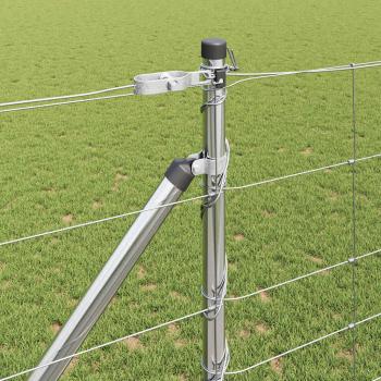 Feldzaun 1.2x25 m Verzinkter Stahl, Zaunpfosten mit Erdspießen 13 Stück Ø32 mm 140 cm Verzinkter Stahl