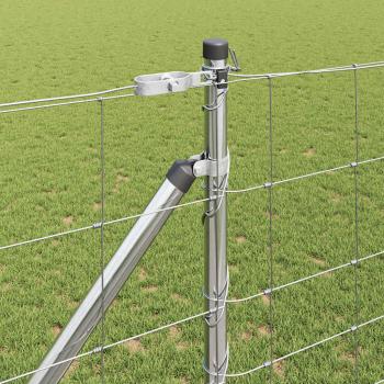 Feldzaun 1,2 x 25 m verzinkter Stahl, Zaunpfosten mit Spike 13 Stück Ø32 mm 140 cm verzinkter Stahl