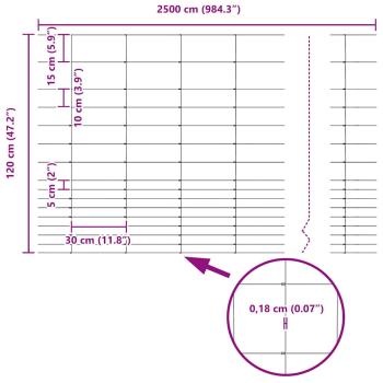 Feldzaun 1,2x25 m Verzinkter Stahl, Zaunpfosten mit Spike 13 Stück Ø32 mm 140 cm Verzinkter Stahl