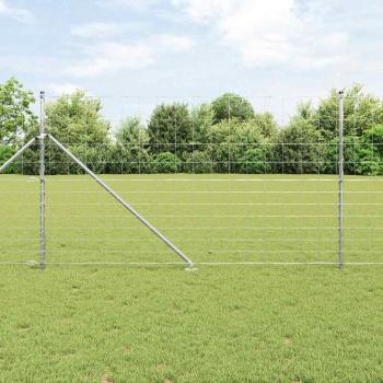 ARDEBO.de - Feldzaun 1,4 x 25 m verzinkter Stahl, Zaunpfosten mit Spitze 13 Stück Ø32 mm 160 cm verzinkter Stahl
