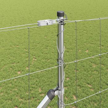 Feldzaun 1,4 x 25 m verzinkter Stahl, Zaunpfosten mit Spitze 13 Stück Ø32 mm 160 cm verzinkter Stahl