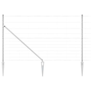 Feldzaun 1,4x25 m Verzinkter Stahl, Zaunpfosten mit Spitze 13 Stück Ø32 mm 160 cm Verzinkter Stahl