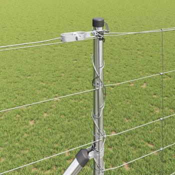 Feldzaun 1,4 x 25 m Verzinkter Stahl, Zaunpfosten mit Spitze 13 Stück Ø32 mm 160 cm Verzinkter Stahl