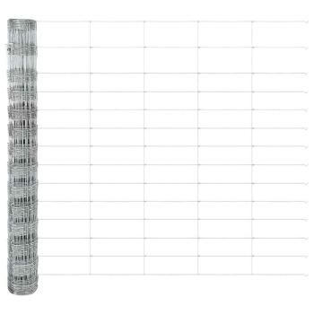 Feldzaun 1,4 x 25 m Verzinkter Stahl, Zaunpfosten mit Spitze 13 Stück Ø32 mm 160 cm Verzinkter Stahl